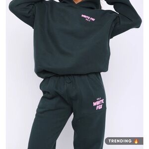 White Fox Dark Green Hoodie and Joggers Set
